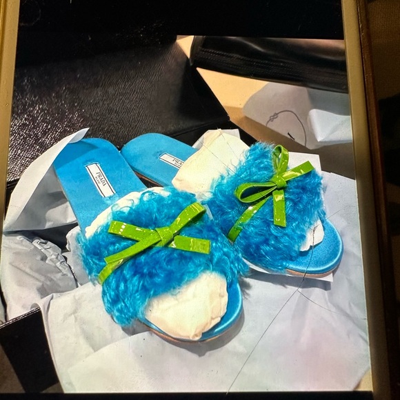 Prada Curly Slipper Blue, EU Size 37, Satin Insole - Picture 6 of 6